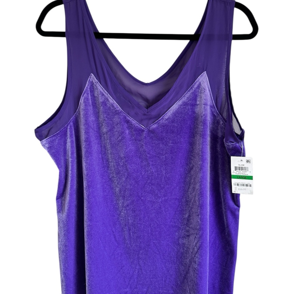 INC Glam Purple Velvet Tank Top sz L